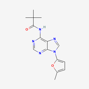 molecular formula C15H17N5O2 B14587593 2,2-Dimethyl-N-[9-(5-methylfuran-2-yl)-9H-purin-6-yl]propanamide CAS No. 61130-77-6