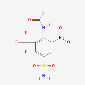 molecular formula C9H8F3N3O5S B14587818 N-[2-Nitro-4-sulfamoyl-6-(trifluoromethyl)phenyl]acetamide CAS No. 61365-97-7