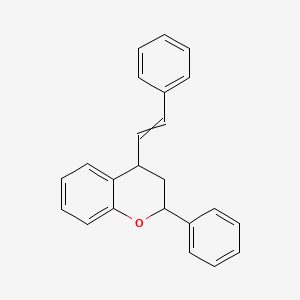 molecular formula C23H20O B14588301 2-Phenyl-4-(2-phenylethenyl)-3,4-dihydro-2H-1-benzopyran CAS No. 61504-10-7