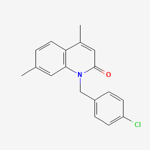 molecular formula C18H16ClNO B14588320 1-[(4-Chlorophenyl)methyl]-4,7-dimethylquinolin-2(1H)-one CAS No. 61304-95-8