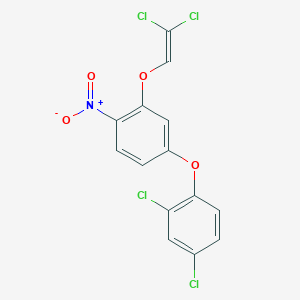 molecular formula C14H7Cl4NO4 B14588570 2,4-Dichloro-1-{3-[(2,2-dichloroethenyl)oxy]-4-nitrophenoxy}benzene CAS No. 61444-14-2