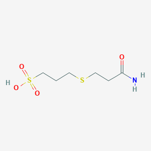 molecular formula C6H13NO4S2 B14588758 3-[(3-Amino-3-oxopropyl)sulfanyl]propane-1-sulfonic acid CAS No. 61470-30-2