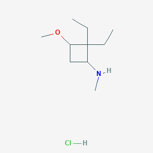 molecular formula C10H22ClNO B1458894 2,2-diethyl-3-methoxy-N-methylcyclobutan-1-amine hydrochloride CAS No. 1394042-83-1