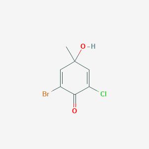 molecular formula C7H6BrClO2 B14588979 2-Bromo-6-chloro-4-hydroxy-4-methylcyclohexa-2,5-dien-1-one CAS No. 61305-77-9