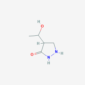 molecular formula C5H10N2O2 B145891 4-(1-Hydroxyethyl)pyrazolidin-3-one CAS No. 132946-37-3