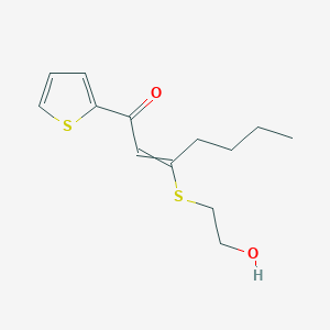 molecular formula C13H18O2S2 B14589169 3-[(2-Hydroxyethyl)sulfanyl]-1-(thiophen-2-yl)hept-2-en-1-one CAS No. 61299-65-8