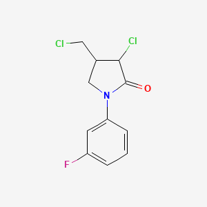 molecular formula C11H10Cl2FNO B14589172 3-Chloro-4-(chloromethyl)-1-(3-fluorophenyl)pyrrolidin-2-one CAS No. 61213-31-8