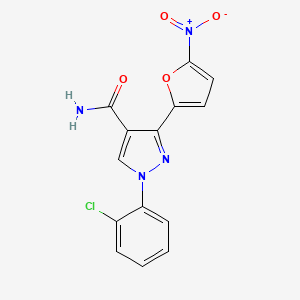 molecular formula C14H9ClN4O4 B14589184 1-(2-Chlorophenyl)-3-(5-nitrofuran-2-yl)-1H-pyrazole-4-carboxamide CAS No. 61620-83-5