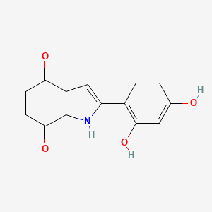 molecular formula C14H11NO4 B14589246 2-(2,4-Dihydroxyphenyl)-5,6-dihydro-1H-indole-4,7-dione CAS No. 61547-18-0