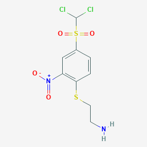 molecular formula C9H10Cl2N2O4S2 B14589247 2-{[4-(Dichloromethanesulfonyl)-2-nitrophenyl]sulfanyl}ethan-1-amine CAS No. 61497-28-7