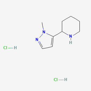 molecular formula C9H17Cl2N3 B1458931 2-(1-甲基-1H-吡唑-5-基)哌啶二盐酸盐 CAS No. 1609402-74-5