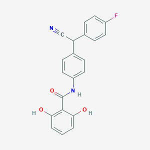 molecular formula C21H15FN2O3 B14589397 N-{4-[Cyano(4-fluorophenyl)methyl]phenyl}-2,6-dihydroxybenzamide CAS No. 61438-67-3