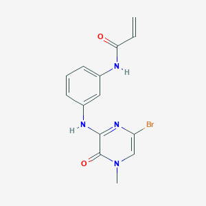 molecular formula C14H13BrN4O2 B1458940 N-(3-((6-溴-4-甲基-3-氧代-3,4-二氢吡嗪-2-基)氨基)苯基)丙烯酰胺 CAS No. 1692909-44-6