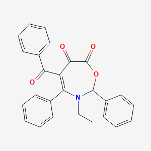 molecular formula C26H21NO4 B14589434 5-Benzoyl-3-ethyl-2,4-diphenyl-2,3-dihydro-1,3-oxazepine-6,7-dione CAS No. 61350-41-2