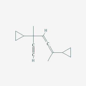 molecular formula C14H18 B14589599 1,1'-(3-Methylhepta-4,5-dien-1-yne-3,6-diyl)dicyclopropane CAS No. 61423-00-5