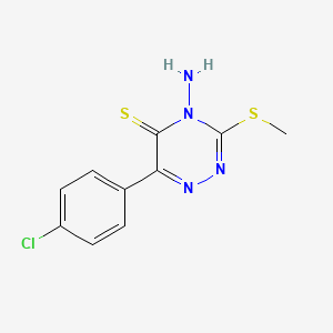 molecular formula C10H9ClN4S2 B14589634 4-Amino-6-(4-chlorophenyl)-3-(methylsulfanyl)-1,2,4-triazine-5(4H)-thione CAS No. 61609-92-5