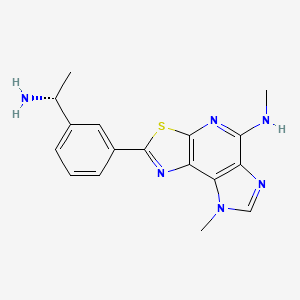 molecular formula C17H18N6S B1458968 (R)-2-(3-(1-氨基乙基)苯基)-N,8-二甲基-8H-咪唑并[4,5-d]噻唑并[5,4-b]吡啶-5-胺 CAS No. 1609394-80-0
