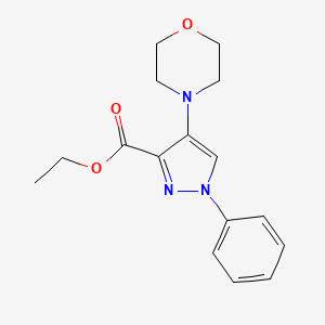 molecular formula C16H19N3O3 B14589705 1H-Pyrazole-3-carboxylic acid, 4-(4-morpholinyl)-1-phenyl-, ethyl ester CAS No. 61323-09-9