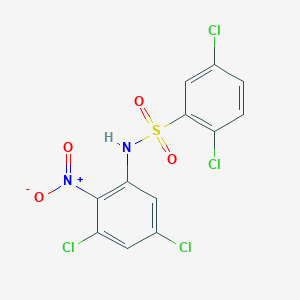 molecular formula C12H6Cl4N2O4S B14589745 2,5-Dichloro-N-(3,5-dichloro-2-nitrophenyl)benzene-1-sulfonamide CAS No. 61073-07-2