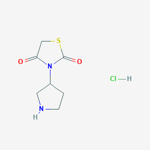 molecular formula C7H11ClN2O2S B1458983 3-(吡咯烷-3-基)噻唑烷-2,4-二酮盐酸盐 CAS No. 1864054-07-8