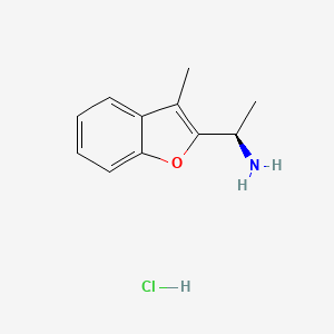 molecular formula C11H14ClNO B1458992 (1R)-1-(3-methyl-1-benzofuran-2-yl)ethan-1-amine hydrochloride CAS No. 1807890-97-6