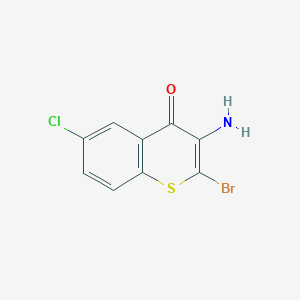 molecular formula C9H5BrClNOS B14589932 3-Amino-2-bromo-6-chloro-4H-1-benzothiopyran-4-one CAS No. 61423-74-3