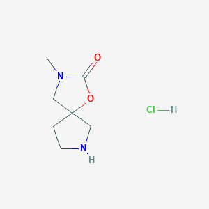 molecular formula C7H13ClN2O2 B1459002 3-甲基-1-氧杂-3,7-二氮杂螺[4.4]壬烷-2-酮盐酸盐 CAS No. 1390655-03-4