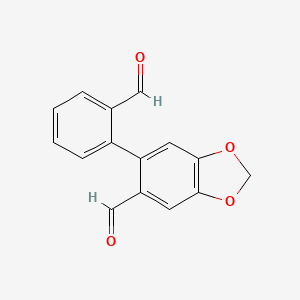 molecular formula C15H10O4 B14590087 1,3-Benzodioxole-5-carboxaldehyde, 6-(2-formylphenyl)- CAS No. 61440-93-5