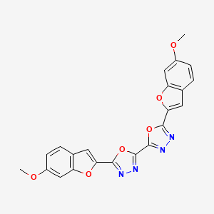 molecular formula C22H14N4O6 B14590174 5,5'-Bis(6-methoxy-1-benzofuran-2-yl)-2,2'-bi-1,3,4-oxadiazole CAS No. 61256-04-0