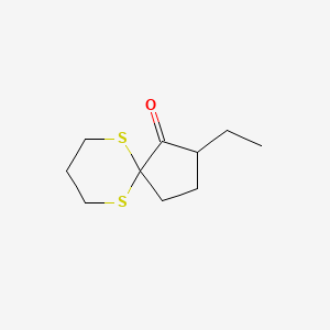 molecular formula C10H16OS2 B14590179 2-Ethyl-6,10-dithiaspiro[4.5]decan-1-one CAS No. 61364-91-8