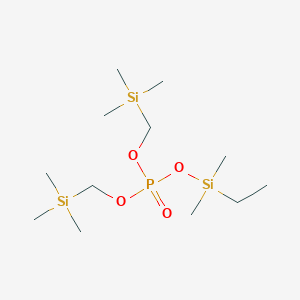 molecular formula C12H33O4PSi3 B14590258 Ethyl(dimethyl)silyl bis[(trimethylsilyl)methyl] phosphate CAS No. 61357-01-5