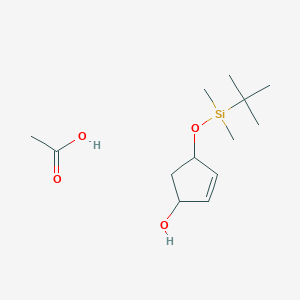 Acetic acid--4-{[tert-butyl(dimethyl)silyl]oxy}cyclopent-2-en-1-ol (1/1)