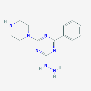 molecular formula C13H17N7 B14590484 2-Hydrazinyl-4-phenyl-6-(piperazin-1-yl)-1,3,5-triazine CAS No. 61404-17-9