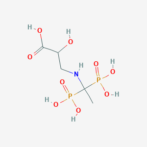 molecular formula C5H13NO9P2 B14590742 3-[(1,1-Diphosphonoethyl)amino]-2-hydroxypropanoic acid CAS No. 61095-10-1