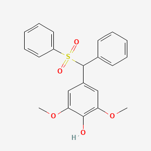 molecular formula C21H20O5S B14590750 Phenol, 2,6-dimethoxy-4-[phenyl(phenylsulfonyl)methyl]- CAS No. 61563-86-8