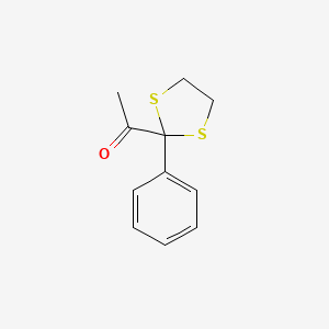 molecular formula C11H12OS2 B14590781 1-(2-Phenyl-1,3-dithiolan-2-yl)ethan-1-one CAS No. 61571-95-7