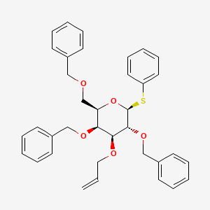 molecular formula C36H38O5S B1459093 (2R,3S,4S,5R,6S)-4-(Allyloxy)-3,5-bis(benzyloxy)-2-((benzyloxy)methyl)-6-(phenylthio)tetrahydro-2H-pyran CAS No. 1017587-57-3