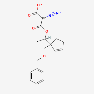 molecular formula C18H19N2O5- B14590935 3-(1-{1-[(Benzyloxy)methyl]cyclopent-2-en-1-yl}ethoxy)-2-diazonio-3-oxidoprop-2-enoate CAS No. 61111-59-9