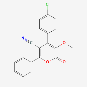 molecular formula C19H12ClNO3 B14591100 2H-Pyran-5-carbonitrile, 4-(4-chlorophenyl)-3-methoxy-2-oxo-6-phenyl- CAS No. 61223-03-8