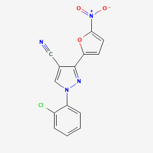 molecular formula C14H7ClN4O3 B14591120 1-(2-Chlorophenyl)-3-(5-nitrofuran-2-yl)-1H-pyrazole-4-carbonitrile CAS No. 61620-66-4