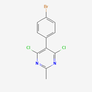 molecular formula C11H7BrCl2N2 B1459116 Pyrimidine, 5-(4-bromophenyl)-4,6-dichloro-2-methyl- CAS No. 1506784-94-6