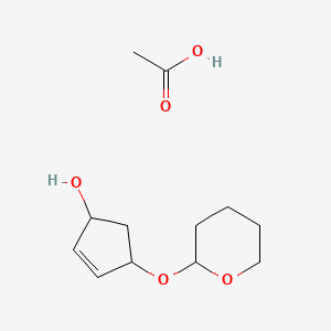 molecular formula C12H20O5 B14591329 Acetic acid;4-(oxan-2-yloxy)cyclopent-2-en-1-ol CAS No. 61305-31-5