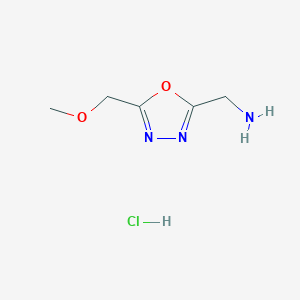 molecular formula C5H10ClN3O2 B1459137 [5-(Methoxymethyl)-1,3,4-oxadiazol-2-yl]methanamine hydrochloride CAS No. 1384430-86-7