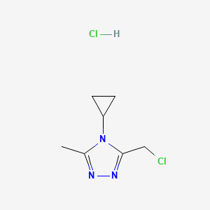 molecular formula C7H11Cl2N3 B1459138 3-(chloromethyl)-4-cyclopropyl-5-methyl-4H-1,2,4-triazole hydrochloride CAS No. 1432680-03-9