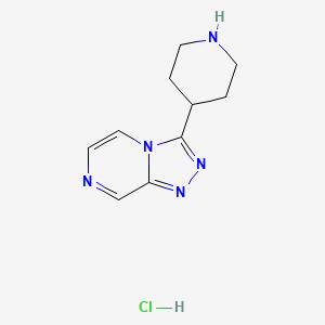molecular formula C10H14ClN5 B1459142 4-{[1,2,4]Triazolo[4,3-a]pyrazin-3-yl}piperidine hydrochloride CAS No. 1423031-95-1