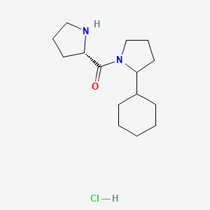 molecular formula C15H27ClN2O B1459144 2-cyclohexyl-1-[(2S)-pyrrolidine-2-carbonyl]pyrrolidine hydrochloride CAS No. 1423017-79-1