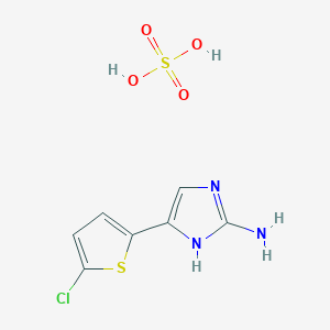 molecular formula C7H8ClN3O4S2 B1459146 4-(5-Chlorothiophen-2-yl)-1H-imidazol-2-amine, sulfuric acid CAS No. 1423034-39-2