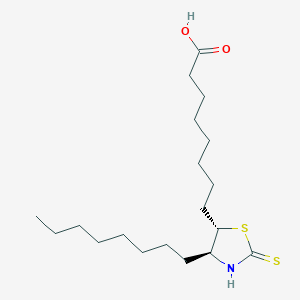 molecular formula C19H35NO2S2 B14591574 8-[(4S,5S)-4-octyl-2-sulfanylidene-1,3-thiazolidin-5-yl]octanoic acid CAS No. 61522-52-9