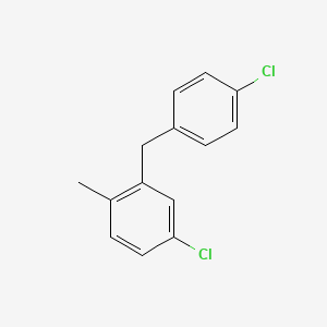 molecular formula C14H12Cl2 B14591614 4-Chloro-2-[(4-chlorophenyl)methyl]-1-methylbenzene CAS No. 61609-06-1