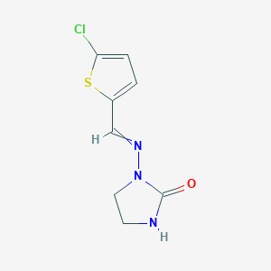 molecular formula C8H8ClN3OS B14591842 1-{[(5-Chlorothiophen-2-yl)methylidene]amino}imidazolidin-2-one CAS No. 61336-93-4